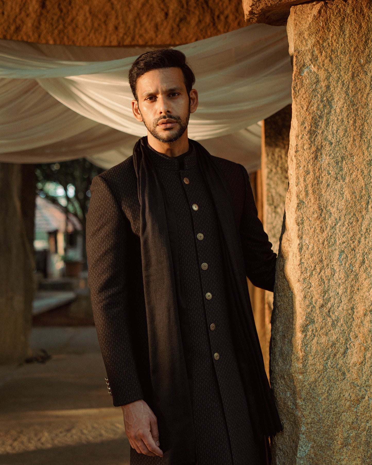 Diamond eye jacquard Achkan